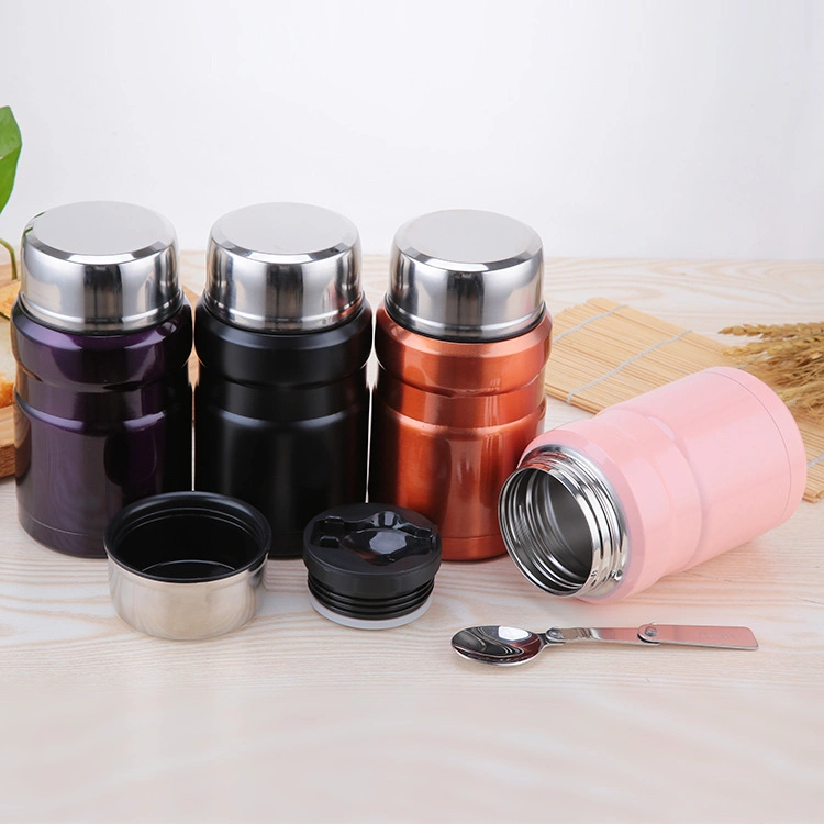 Hot-Sell 550ml Double Wall Stainless Steel Vacuum Food Jar Container, Braised Port with Spoon